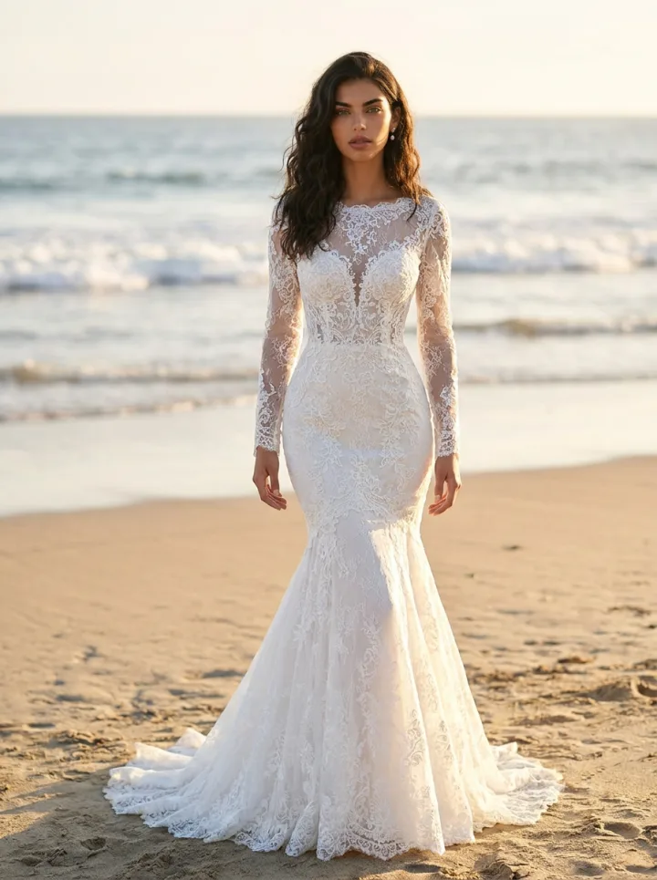 Beach wedding venue at sunset